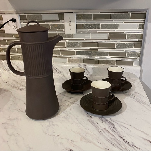 Vintage Dansk Flamestone Coffee service set Coffee pot & Cups & saucers Denmark - Picture 1 of 16